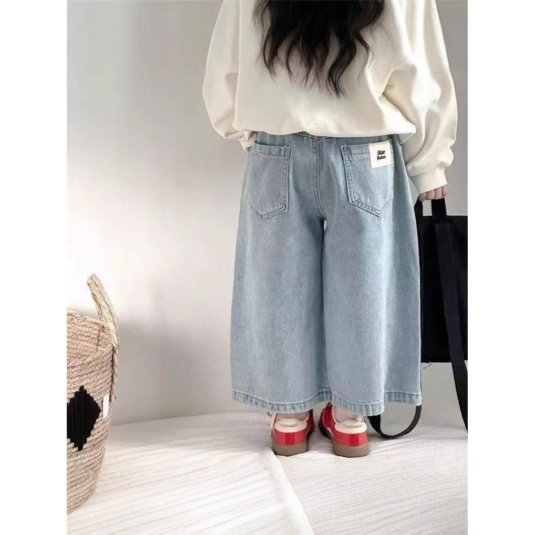 女童牛仔裤春季儿童宽松裤子2026新款洋气阔腿裤宝宝春秋款直筒裤