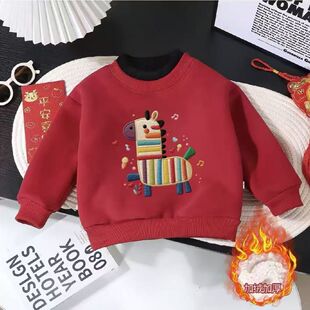 都都家宝宝卫衣新年新款男女童假两件中式过年服男童单上衣儿童潮