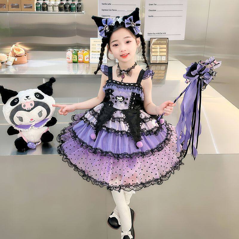 洛丽塔库洛米公主裙女童连衣裙秋款女孩生日冬季吊带裙毛衣套装6