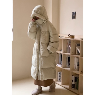 2024新款美拉德牛角包新款羽绒服女长款过膝白鸭绒加厚ins风外套