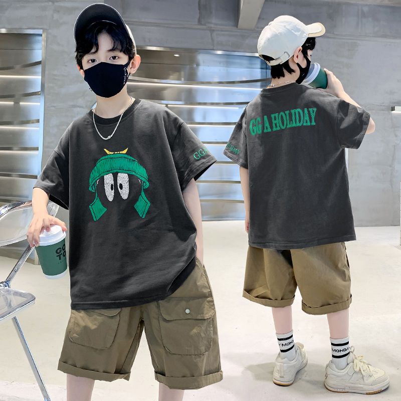 男童夏季套装2026新款中大儿童夏款短袖运动男孩夏装薄款两件套潮