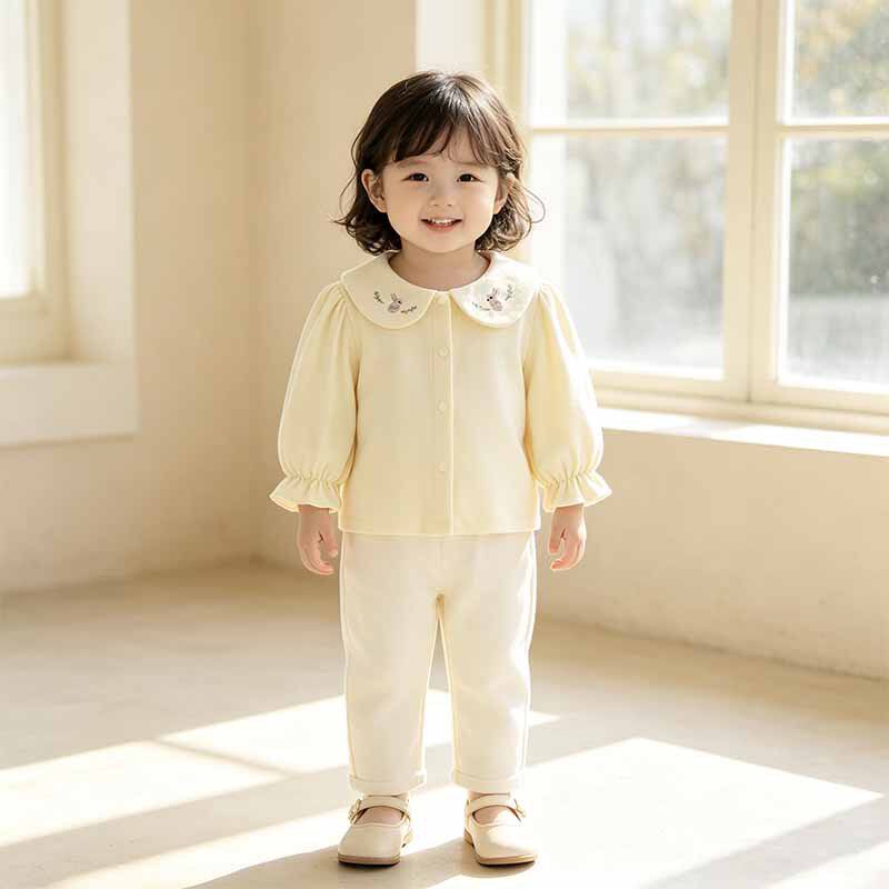秋季新款童装女童衬衫 甜美可爱儿童长袖打底衫春秋季外出服