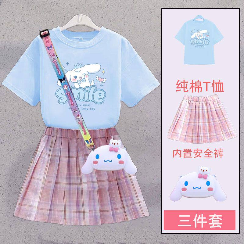 玉桂狗裙子女童夏季2024新款儿童学院风连衣裙女孩夏装短袖jk套装