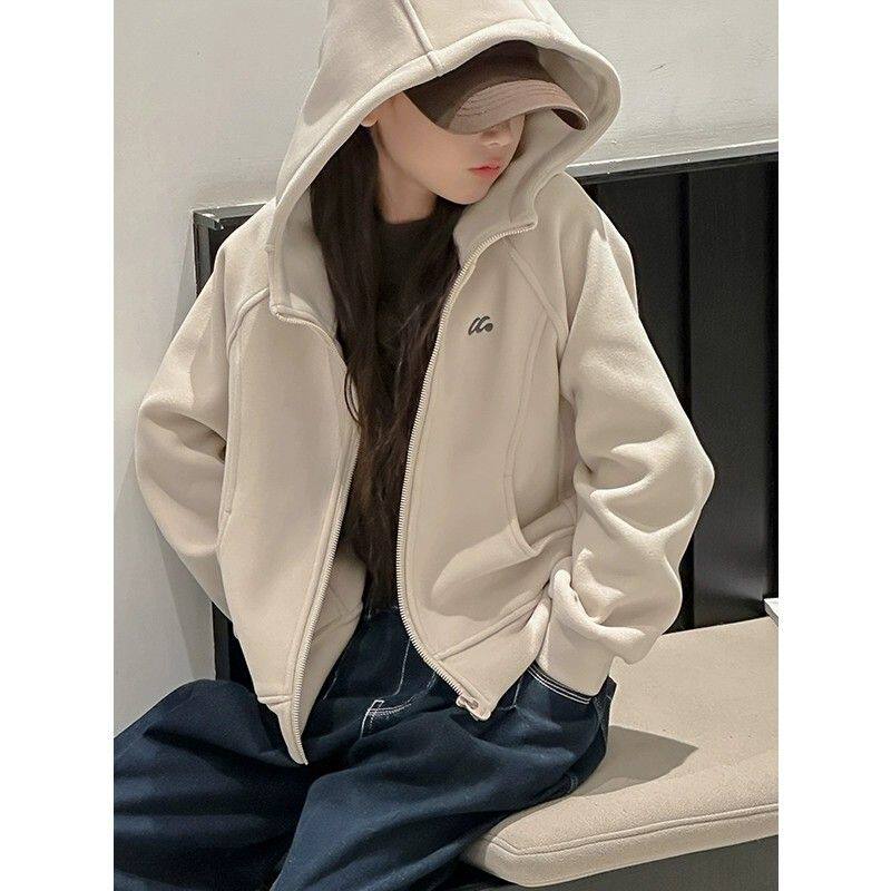 女童运动外套2024新款儿童加绒加厚卫衣秋冬装加绒加厚大童衣服潮