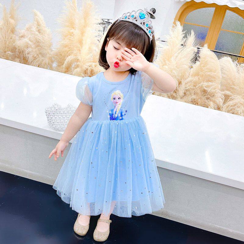 夏季女童爱莎公主裙3-6岁幼儿园六一表演裙子冰雪奇缘小童连衣裙