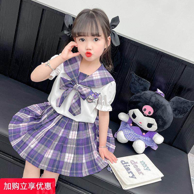 女童连衣裙夏季2026新款女孩学院风库洛米裙子儿童夏装衬衫jk套装
