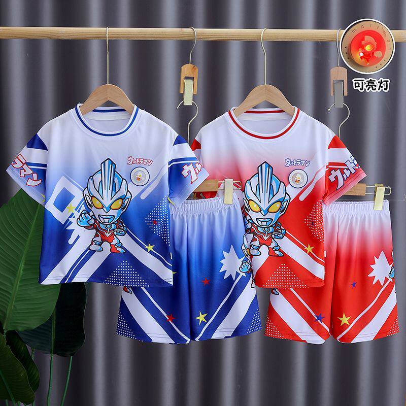 男童速干奥特曼夏装运动短袖夏季套装衣服2026新款儿童两件套