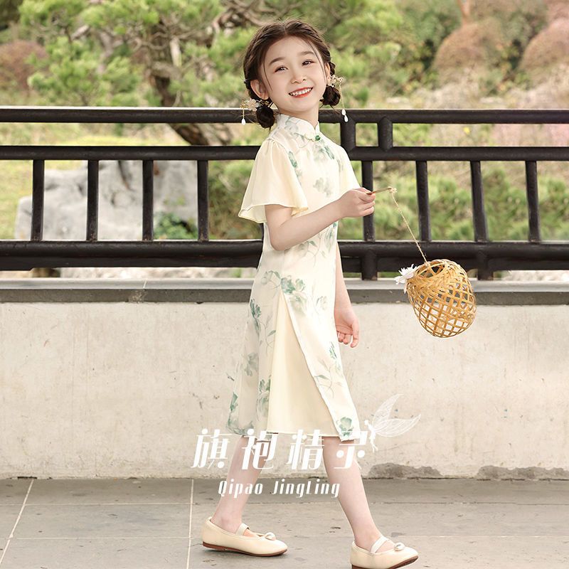 女童旗袍连衣裙女大童童装夏季新中式儿童旗袍裙民国小女孩中国风