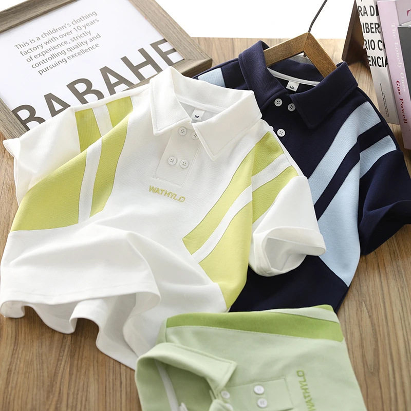 男童短袖T恤儿童夏装polo衫2026夏季新款中大童童装休闲翻领上衣