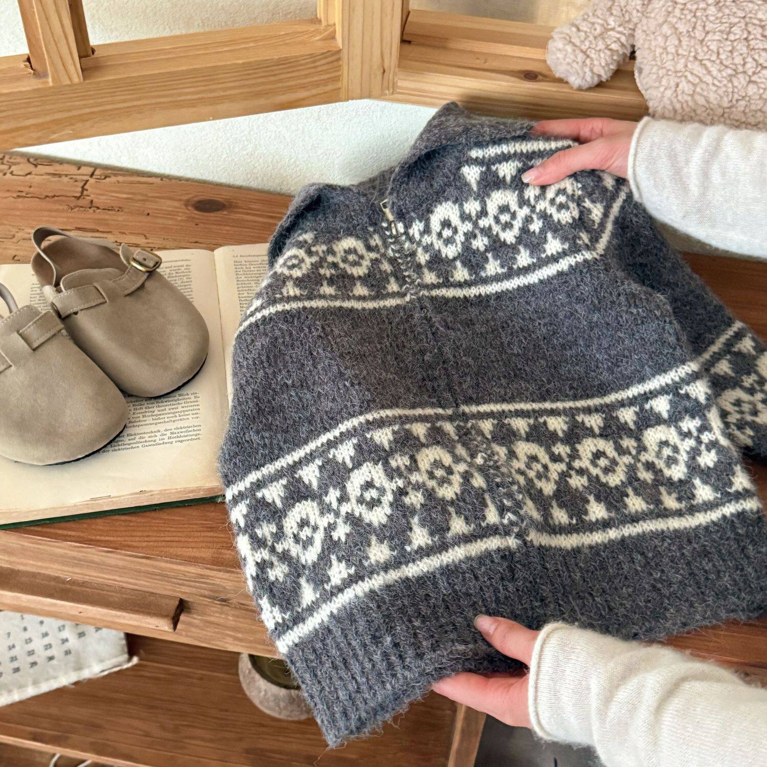 男女童秋冬季新款儿童毛衣洋气复古POLO针织开衫外套宝宝外搭上衣