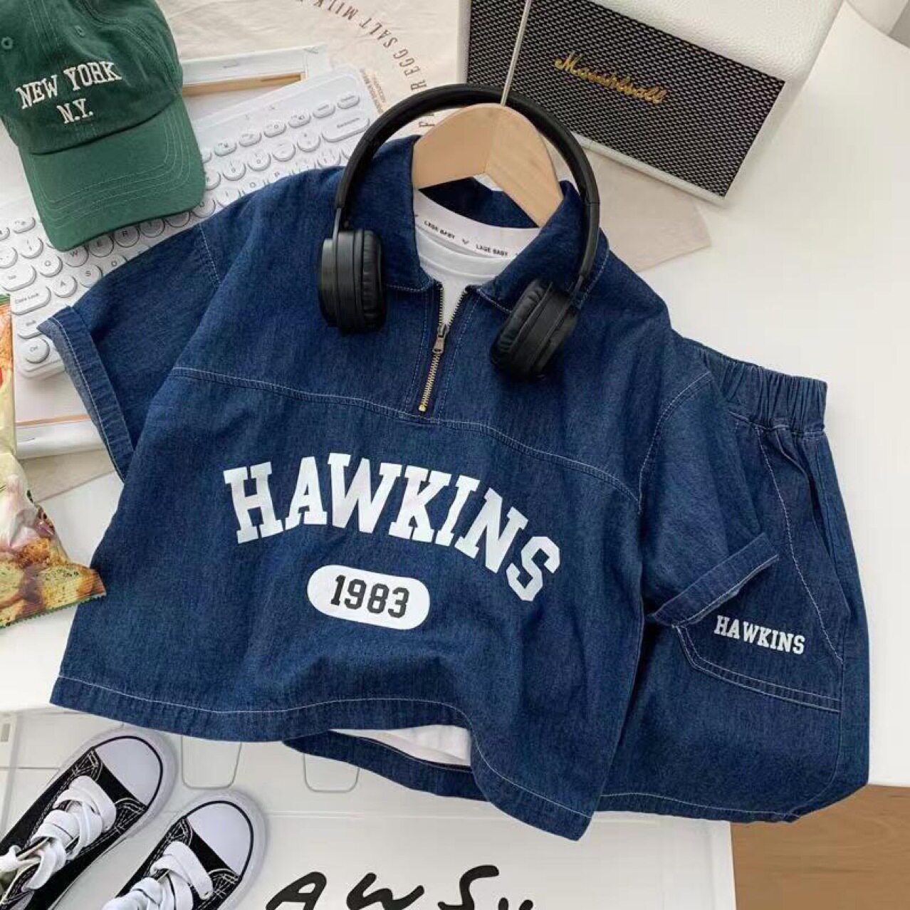 男童套装夏季网红牛仔短袖短裤2026新款中小童帅气韩版爆款两件套