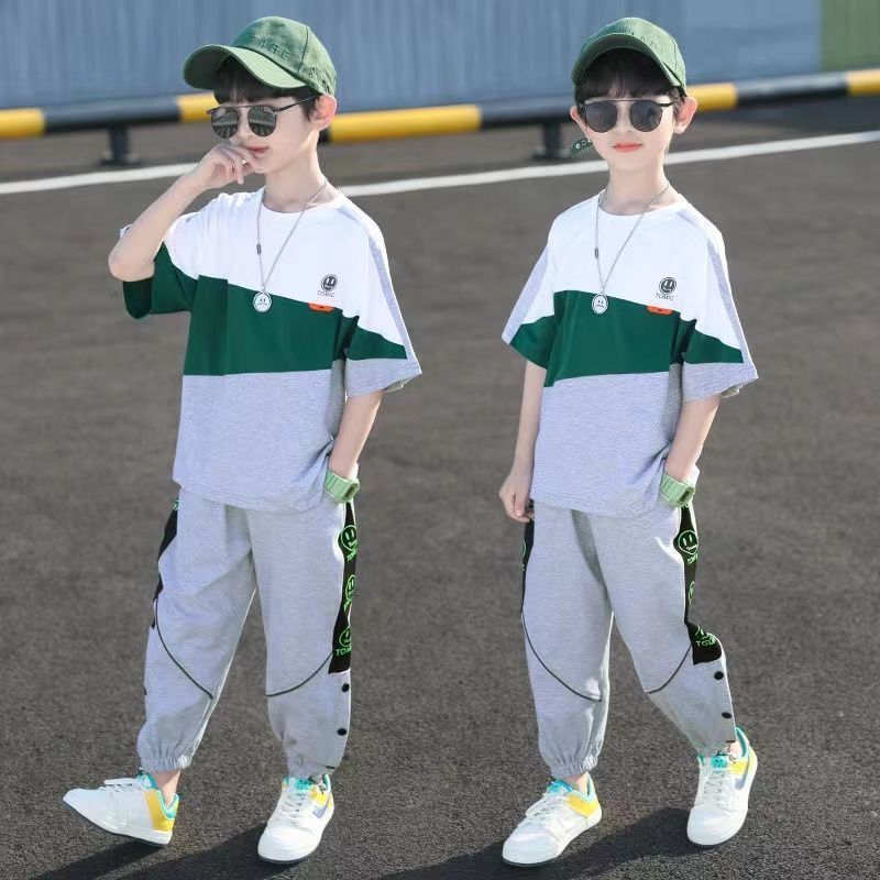男童夏季运动套装2026新款夏装帅气儿童纯棉短袖中大童休闲两件套
