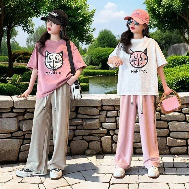 2026夏天女童夏装短袖套装儿童洋气衣服中大童夏季炸街短袖两件套