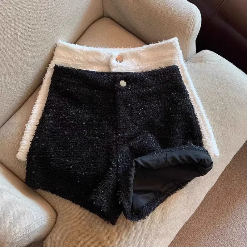 潮牌黑色短裤女外穿春秋新款高腰显瘦百搭阔腿休闲 裤时尚韩版靴