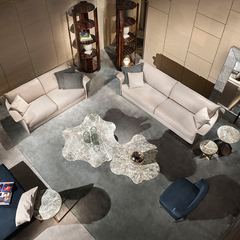 意式轻奢磨砂真皮沙发组合头层牛皮后现代港式轻奢设计师客厅家具
