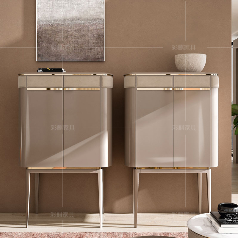 后现代轻奢酒柜实木钢化玻璃层板整装简奢高装饰柜客厅家用红酒柜