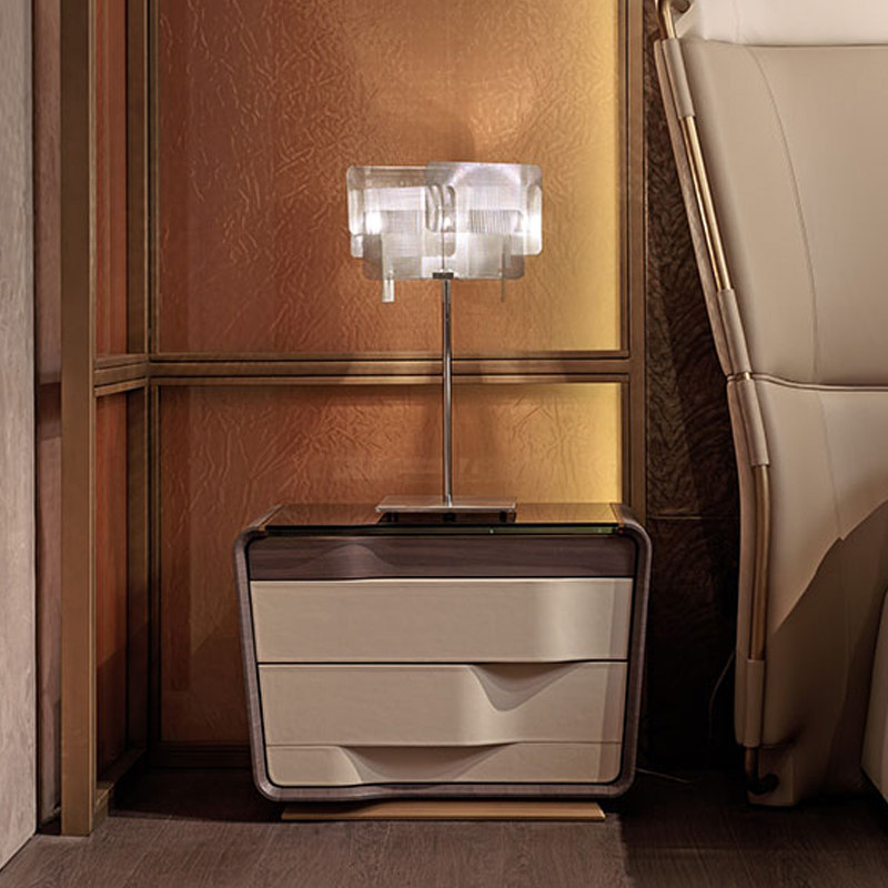 轻奢床头柜卧室收纳储物柜子后现代简约意大利turri款皮质床边柜