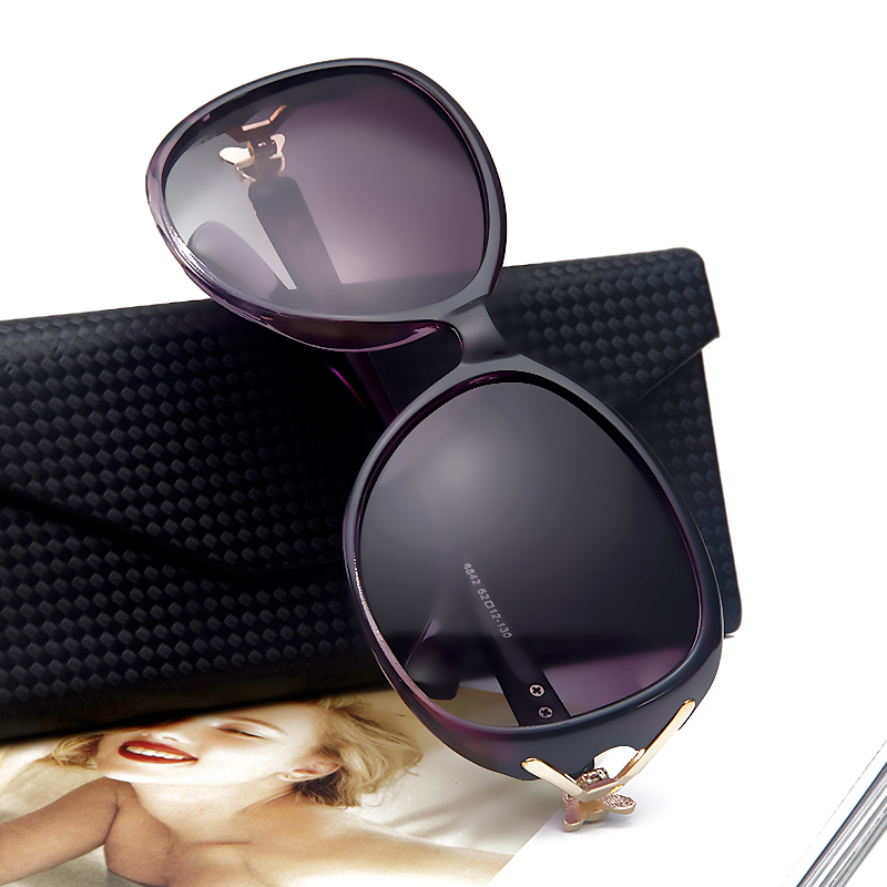 高清时尚太阳镜复古大框渐变色偏光遮阳防晒旅游墨镜女士大脸显瘦