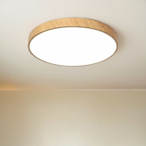 新中式LED吸顶灯原木纹客厅主卧室房间阳台简约现代2025新款灯具