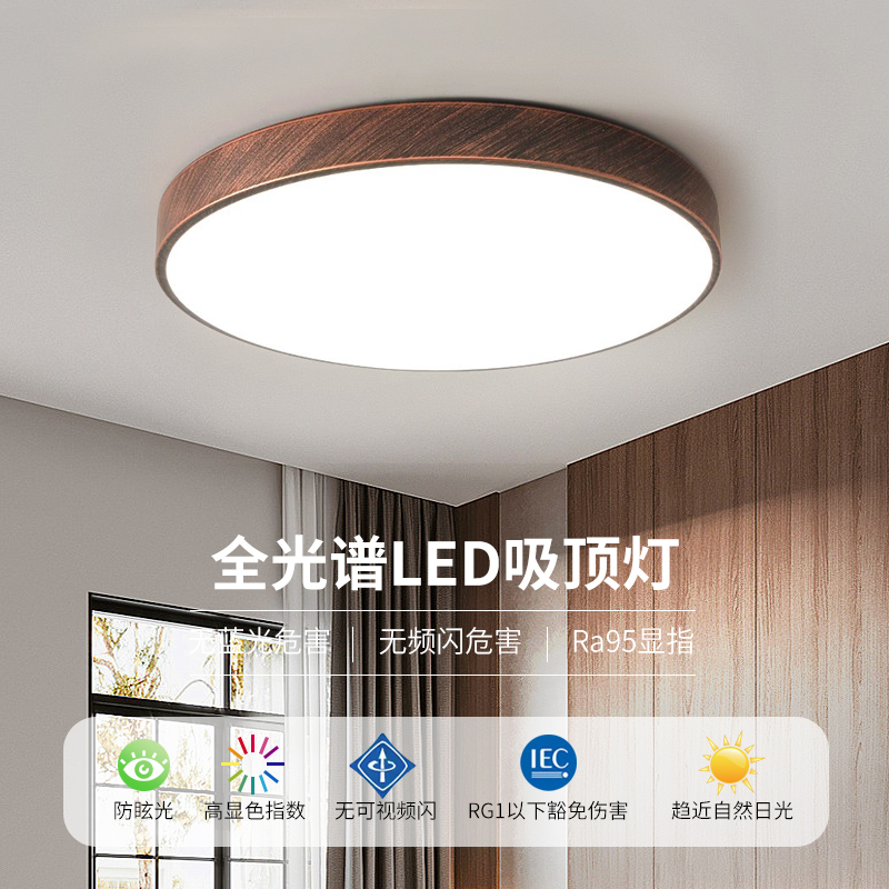 LED吸顶灯圆形卧室房间书房餐厅阳台复古工业风铁艺2024新款灯具