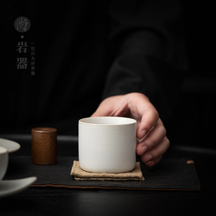 复古陶瓷茶杯品茗杯白色功夫茶具单杯喝茶小杯子创意扳指杯主人杯