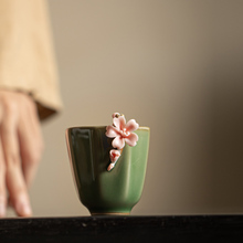 复古手工捏花主人杯单杯家用茶杯陶瓷品茗杯功夫茶具茶盏八角杯