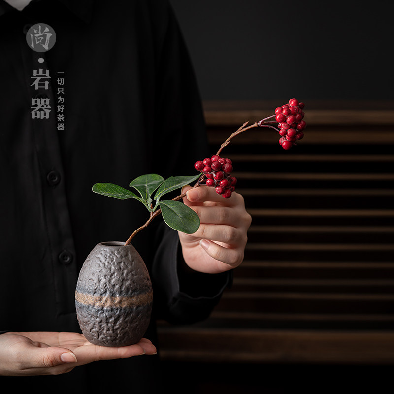 复古粗陶迷你小花瓶中国风茶几茶桌面花器客厅插花水培花瓶陶瓷,家居饰品,花瓶,淘宝优惠券,粉丝福利购,淘宝优惠卷