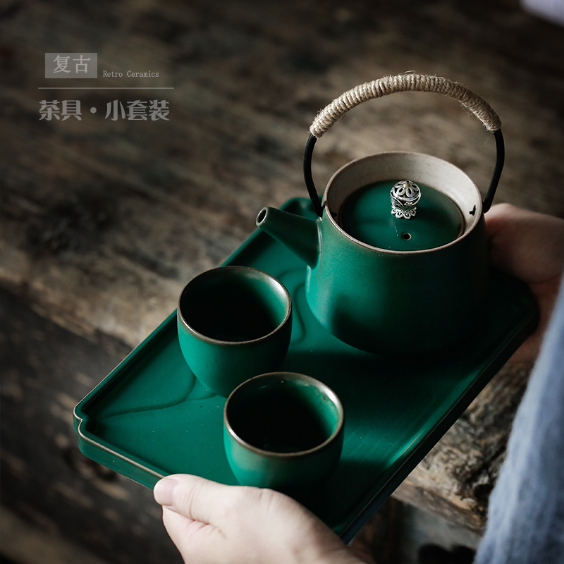 尚岩陶瓷提梁壶便携式旅行茶具