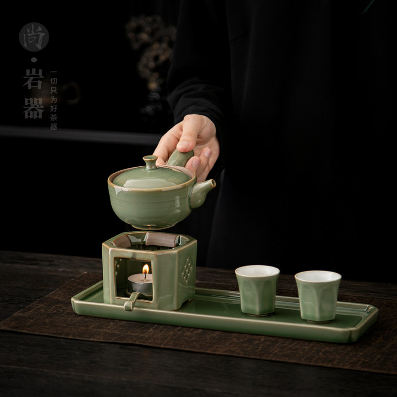 复古陶瓷侧把壶温茶炉套装蜡烛加热底座温茶壶茶托茶杯整套温茶器,餐饮具,功夫茶具,淘宝优惠券,粉丝福利购,淘宝优惠卷