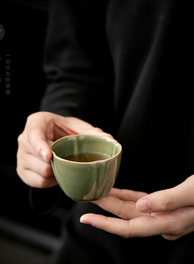 复古青瓷茶杯品茗杯功夫茶具喝茶小茶碗单个杯子客人杯普洱茶盏