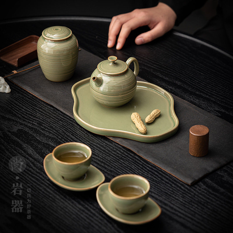 尚岩家用功夫茶具套装家用一壶二杯便携旅行茶具茶壶茶杯茶盘整套