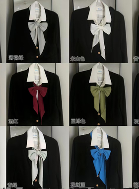 lulu cake直条巾蝴蝶结水手服配饰衬衫手打搭配女