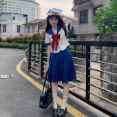 女 套装 lulu cake孔雀蓝收腰水手服jk制服显瘦日系学院风短袖