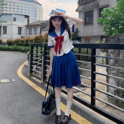 lulucake孔雀蓝水手服套装