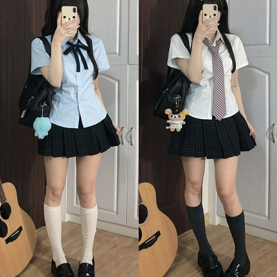 原创学院风衬衫jk制服刺绣上衣女