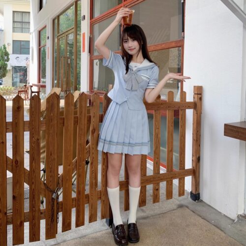 收腰jk制服水手服夏季日系套装女