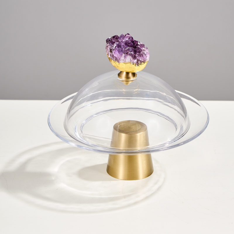 紫水晶黄铜高端点心盘