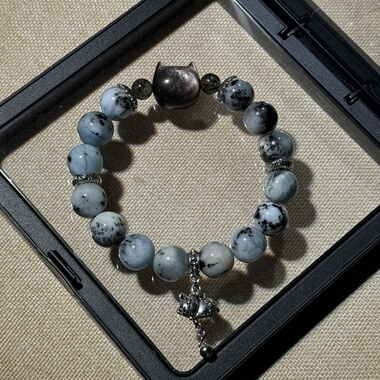 原创银耀猫头+黑发+水墨毒液海蓝宝补水稳定情绪11mm【H60】