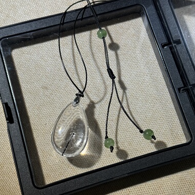 项链 | 天然白幽灵共生黑碧玺水滴吊坠水晶项链净化趋避健康