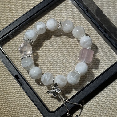 原创果冻马粉方糖+莫桑比克粉晶菠萝珠+暴风雪花幽灵13mm【H97】