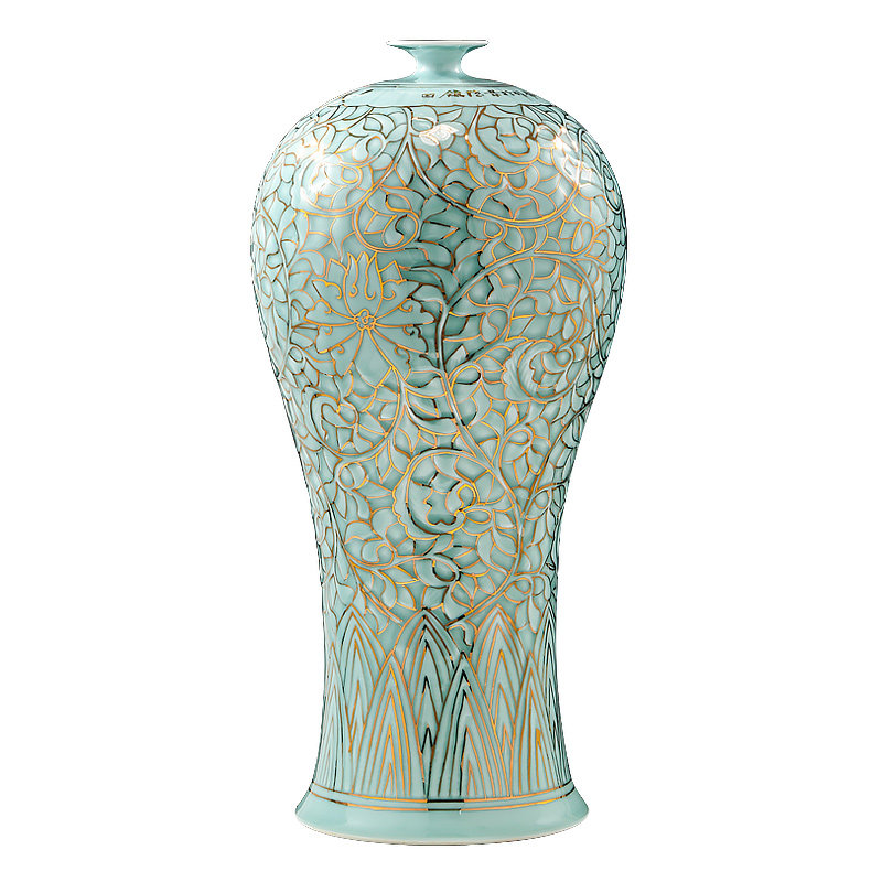 景德镇陶瓷器大师手绘影青釉描金花瓶大号中式客厅装饰工艺品摆件|ruв категории Домашний быт, ваза/цветок/искусственные цветы/моделирование украшения, цветок/ваза, ваза - от Buy2taobao.com для оказания профессиональной услуги покупки агента Taobao