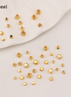 新款包金保色多边形切角珠隔珠菱形珠散珠DIY18K手链项链饰品配件