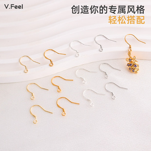 纯银耳钩镀18K真金白金14K包金包金耳环带吊耳环配件diy手工材料