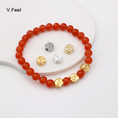V.Feel铜镀14k包金玫瑰花隔珠保色diy配件手工串珍珠项链通孔散珠