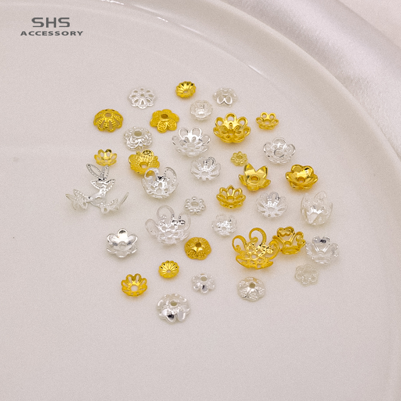 14K包金保色雪花片花托手链项链隔片串珠散珠diy手工饰品配件材料