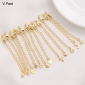 18K包金保色项链延长链含龙虾扣手工diy手链调节加长链尾链7厘米