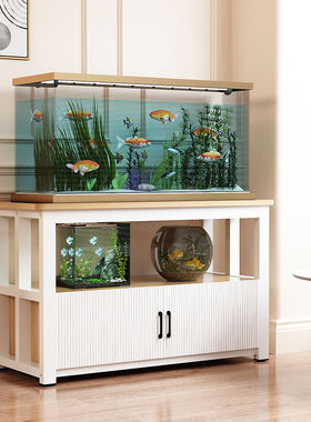 简约鱼缸柜底柜家用客厅小型金属鱼缸架子定做水族箱底座柜储物柜