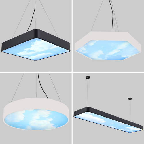 简约led吊灯蓝天白云造型灯办公室工作室商场健身房网咖长条灯具 - 封面