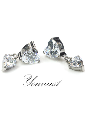 Youuus1 钛合金耳钉爱心吊坠植入级8a超闪耳骨钉防过敏高抛光f136