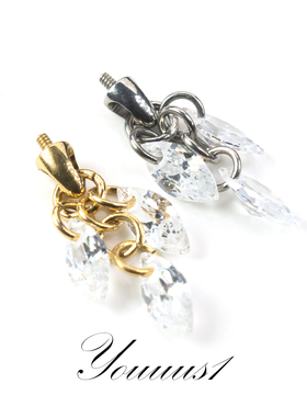 Youuus1 钛合金耳钉金银麦穗满钻超闪7a锆石耳骨钉吊坠高级感小众